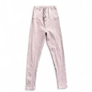OFFLINE by Aerie Ribbed Lace-Up Leggings Lilac Medium Short Athleisure